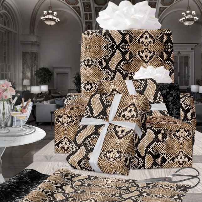 Papier Cadeau Python Brown or exotique Snakeskin (Créateur téléchargé)