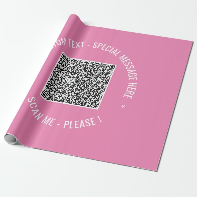 Papier Cadeau QR Code Scan Info Couleurs de texte personnalisées (Déroulé)