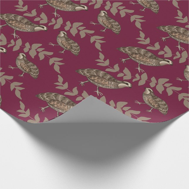 Papier Cadeau Quail classique sur vin (Coin)
