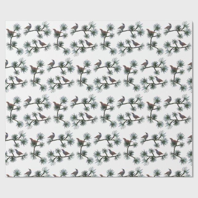 Papier Cadeau Quail Pine Wrapping Paper (Plat)
