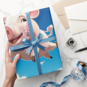 Papier Cadeau Quand les cochons volent drôles cochons ailés