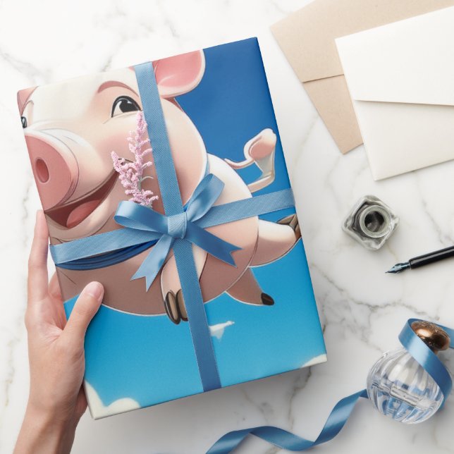 Papier Cadeau Quand les cochons volent drôles cochons ailés (Cadeaux)