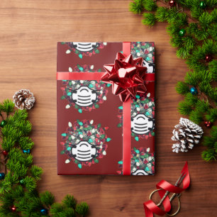 Papier Cadeau Quarantaine Lit Covid Pathogen + Masque Rouge