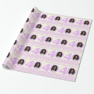 Papier Cadeau quarantième Emballage pourpre de crème de damass