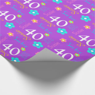 Papier Cadeau Quarantième enveloppe d'anniversaire d'âge nomm
