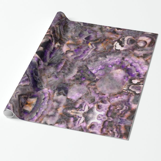 Papier Cadeau Quartz d'Améthyste violet Abstrait, granit violet (Déroulé)