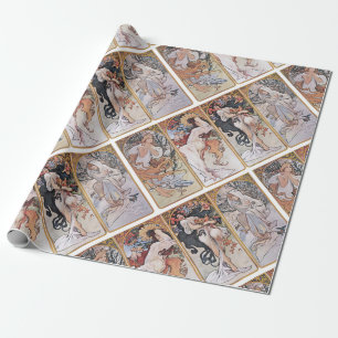 Papier Cadeau Quatre saisons, Mucha