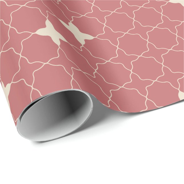 Papier Cadeau Quatrefoil Geometric Pattern Wrapping Paper (Coin rond)
