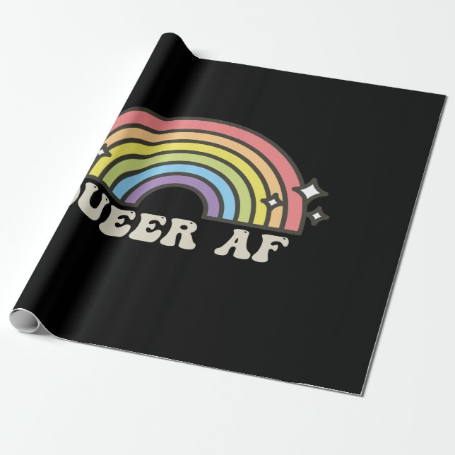 Papier Cadeau Queer AF Arc-en-ciel gay lesbienne transbisexuel L (Déroulé)
