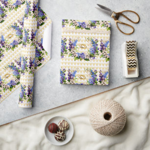 Papier Cadeau Quelque chose de bleu : Gypsophile et lin Shower d