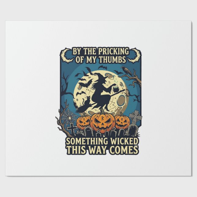 Papier Cadeau Quelque chose de méchant arrive Sorcière Halloween (Plat)