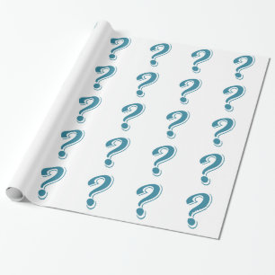PAPIER CADEAU QUESTION BLEU MARQUE GRAPHIQUE CURIEUX