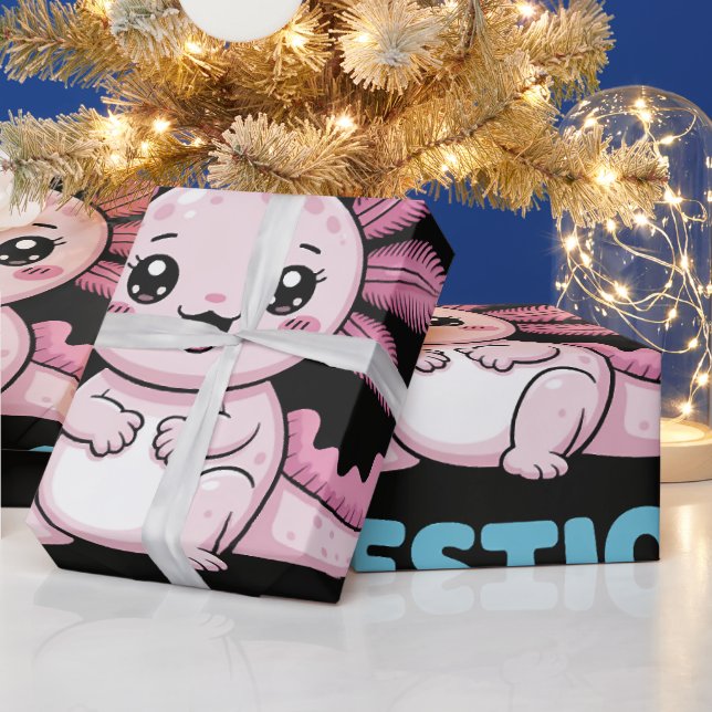 Papier Cadeau Questions sur l'Axolotl (Vacances)