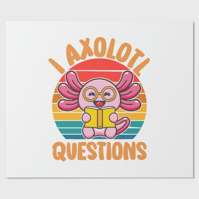 Papier Cadeau Questions sur les axolotls (Plat)