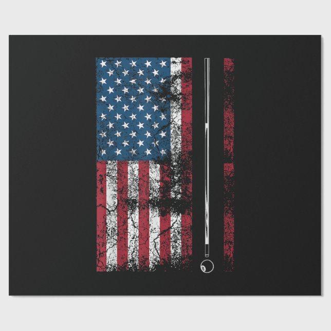 Papier Cadeau Queue de billard drapeau américain Mignon jeu de t (Plat)