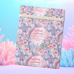 Papier Cadeau Queue de sirène pailletée fleurs 8e anniversaire