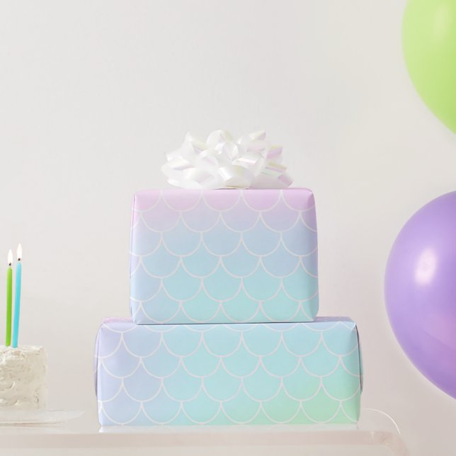 Papier Cadeau Queue de sirène sarcelle rose Fête d'anniversaire  (Cadeaux de fête)