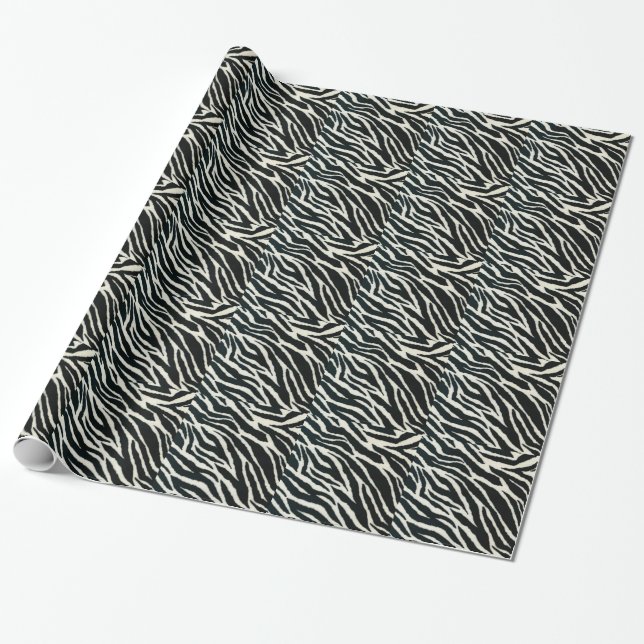 Papier Cadeau RAB Rockabilly Impression Zèbre Noir & Blanc (Déroulé)