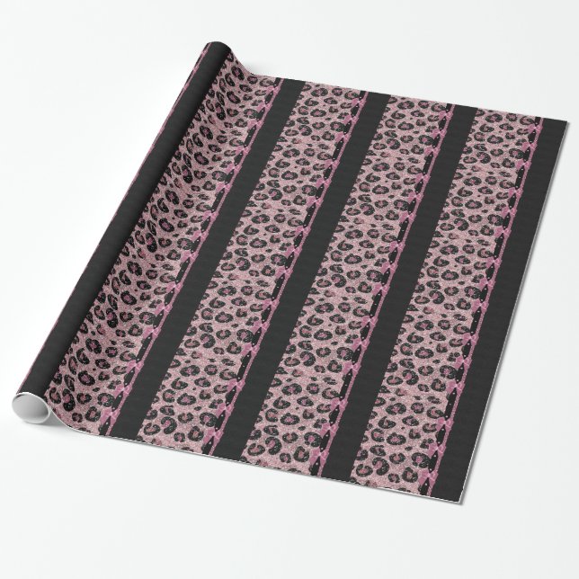 Papier Cadeau RAB Rockabilly Pink Leopard Ribbon Bows (Déroulé)