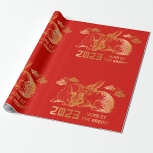 Papier Cadeau Rabbit chinois Zodiac lunaire Nouvel An