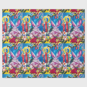 PAPIER CADEAU RABIT ROSE, BOUGIES DE NOËL ET HOLLYBERRIES