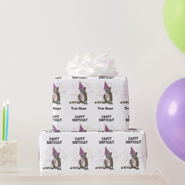 Papier Cadeau Raccoon - Animaux ayant une fête Garçons Filles No (Cadeaux de fête)