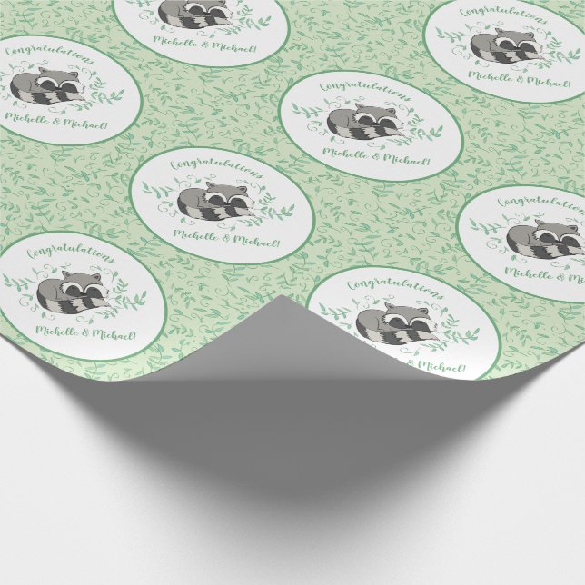 Papier Cadeau Raccoon Baby shower Bois Animaux (Coin)