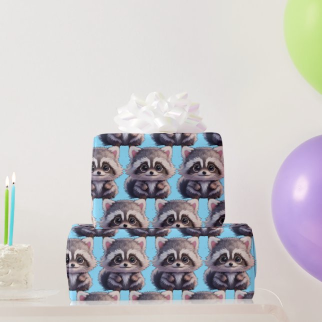 Papier Cadeau Raccoon boisé animaux forêt amis (Cadeaux de fête)
