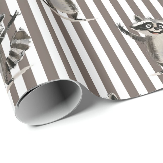 Papier Cadeau Raccoon brun énorme échelle pour artisanat ou cade (Coin rond)