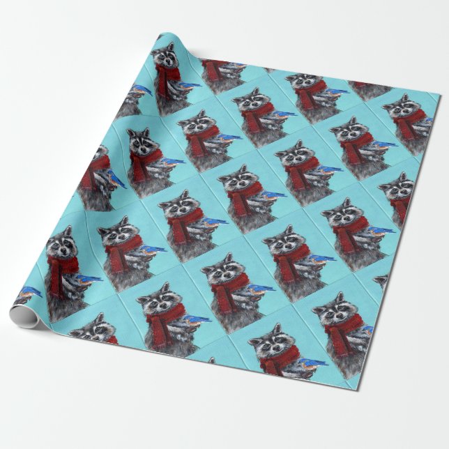 Papier Cadeau Raccoon d'hiver de Bluebird (Déroulé)