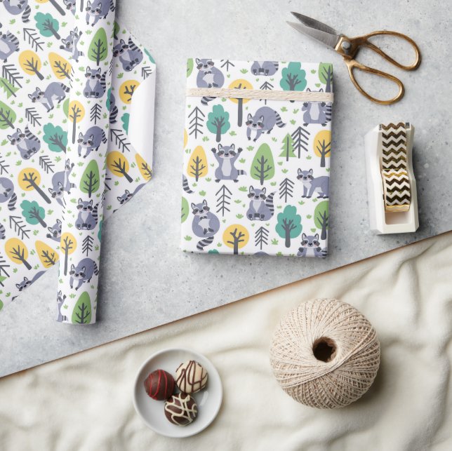 Papier Cadeau Raccoons Joueurs Woodland (Artisanat)