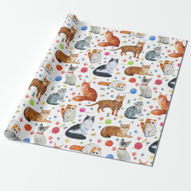 Papier Cadeau Races de chats (Déroulé)