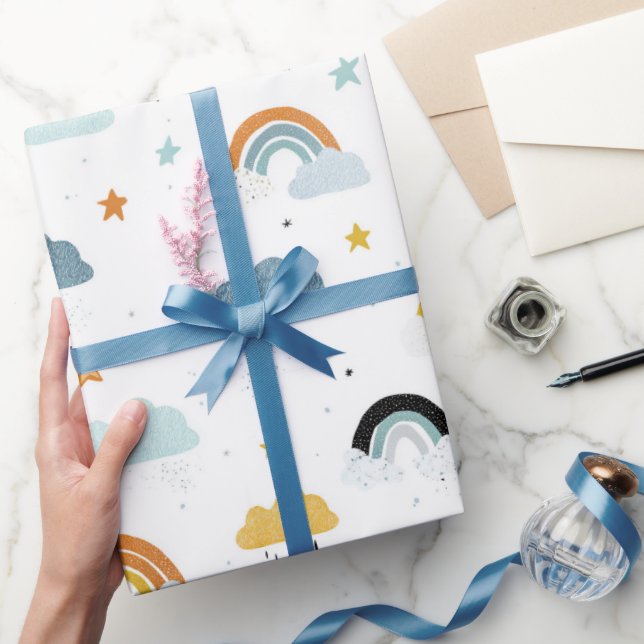 Papier Cadeau Rain Clouds and Rainbows Baby Shower (Cadeaux)