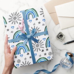 Papier Cadeau Rainbow Boho 1er anniversaire Baby shower garçon