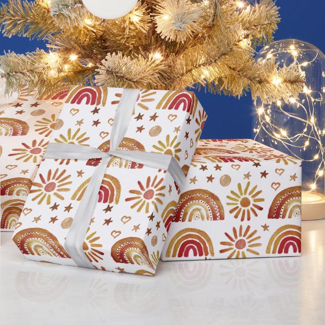 Papier Cadeau Rainbow Boho Baby shower d'anniversaire Genre Neut (Vacances)