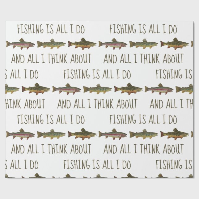 Papier Cadeau Rainbow Brown Brook Trout Fishing Quote (Plat)