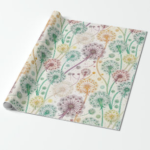 Papier Cadeau Rainbow Dandelion Breeze - Flore capricieuse