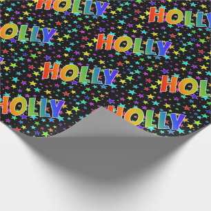 Papier Cadeau Rainbow First Nom "HOLLY" + Stars