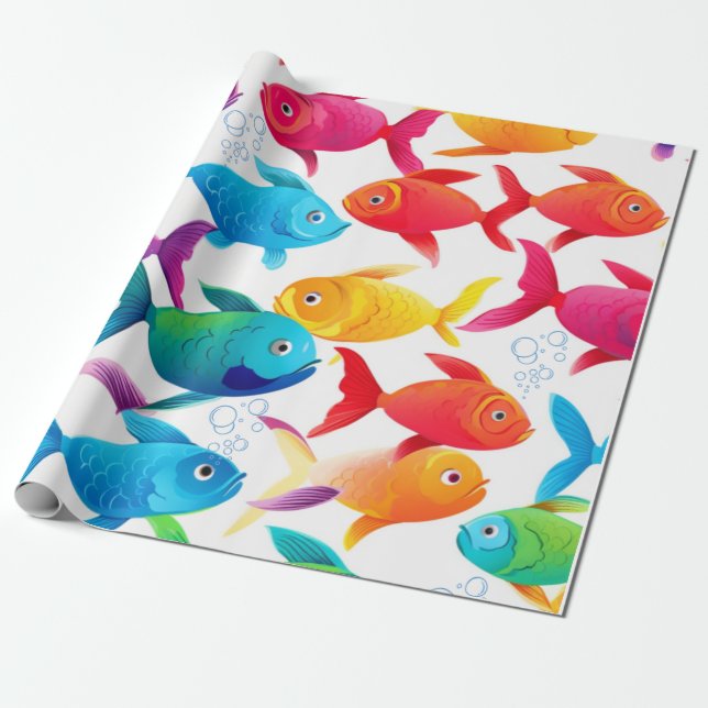 Papier Cadeau Rainbow Fish Frenzy (Déroulé)