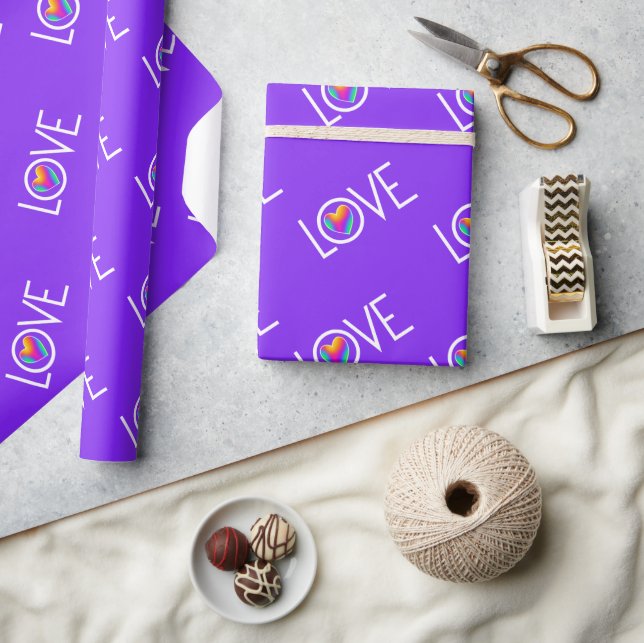 Papier Cadeau Rainbow Heart Love Purple (Artisanat)