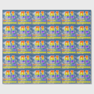Papier Cadeau Rainbow Look "41" & "HAPPY BANTHDAY", Nuages, Sky
