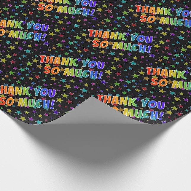 Papier Cadeau Rainbow Look "MERCI BEAUCOUP!", Motif d'étoiles (Coin)
