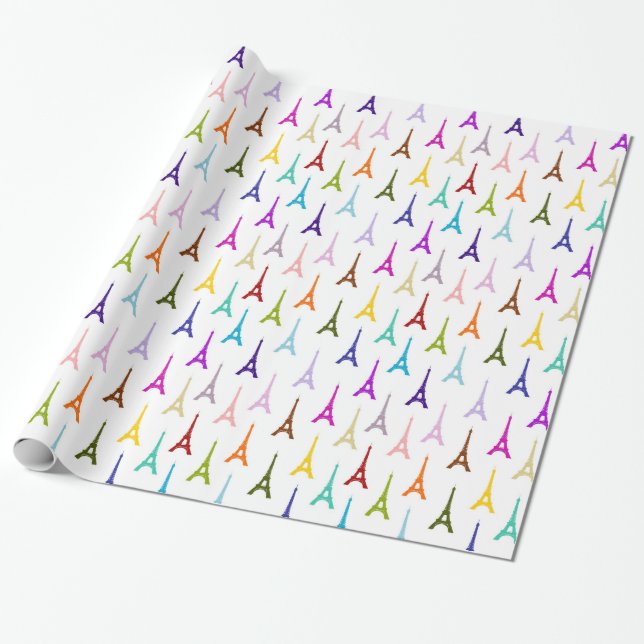 Papier Cadeau Rainbow Paris Tour Eiffel motif (Déroulé)