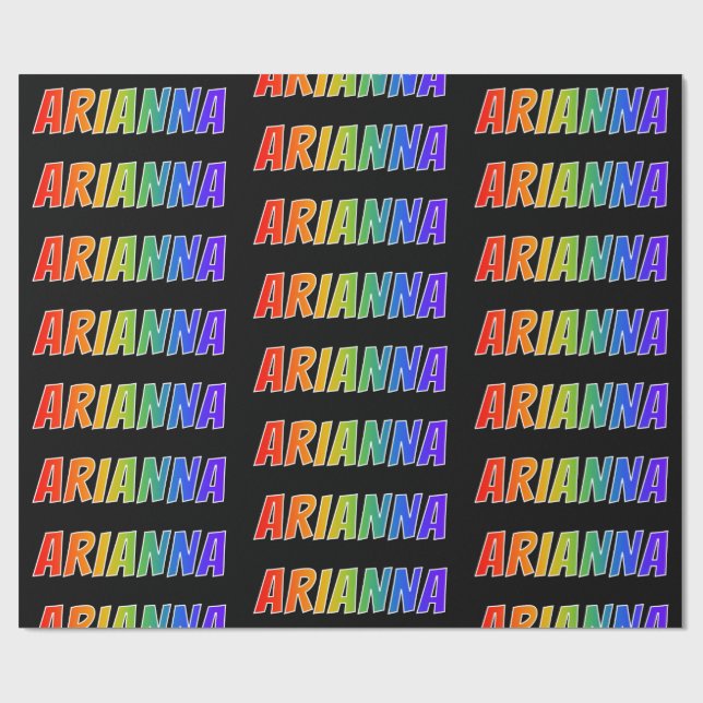 Papier Cadeau Rainbow Prénom "ARIANNA"; Amusant et coloré (Plat)