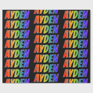 Papier Cadeau Rainbow Prénom "AYDEN"; Amusant et coloré