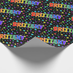 Papier Cadeau Rainbow Prénom "BRITTANY" + Stars