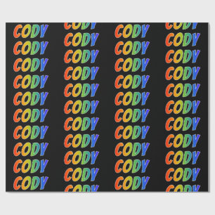 Papier Cadeau Rainbow Prénom "CODY"; Amusant et coloré