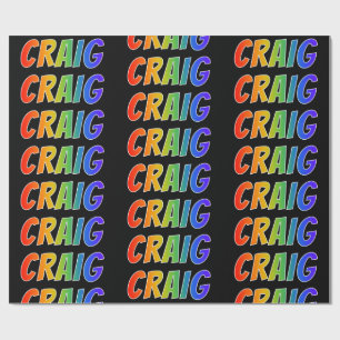 Papier Cadeau Rainbow Prénom "CRAIG"; Amusant et coloré