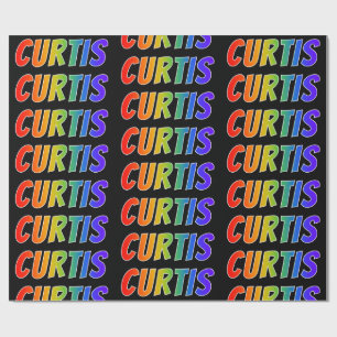 Papier Cadeau Rainbow Prénom "CURTIS"; Amusant et coloré