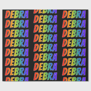 Papier Cadeau Rainbow Prénom "DEBRA"; Amusant et coloré